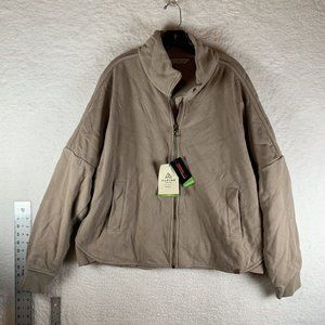 Alpine Design Insulated Jacket Women XL Beige‎ Cotton Full Zip Twill Fleece 7184
